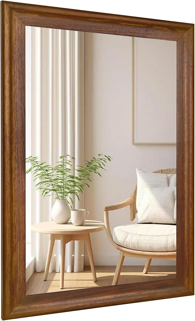 CULER Rustic Wood Wall Mirror for Bathroom, Rectangle 24 x 36 inch Hanging by Culer