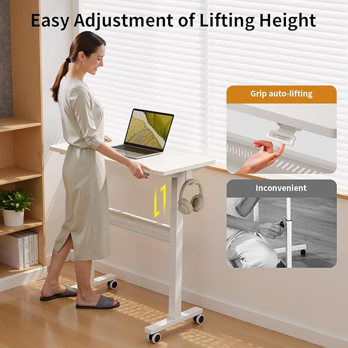 Mobile Walking Pad Desk with Wheels, Pneumatic Small Rolling Standing Desk - Image 3