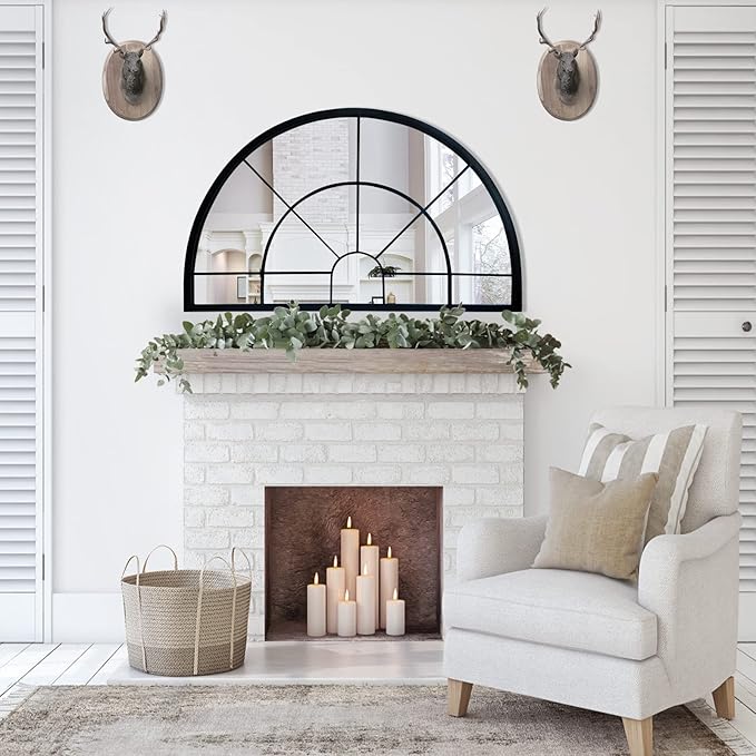 WAMIRRO Arched Window Pane Mirror Decor, Farmhouse Mantel Mirrors - Image 5