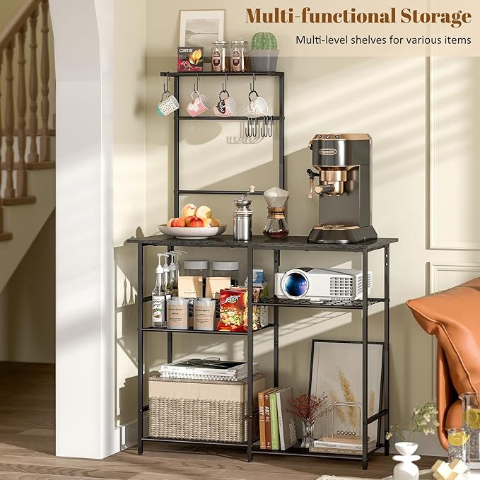 Baker's Rack for Kitchen with Storage, Microwave Stand with Adjustable Shelves - Image 3