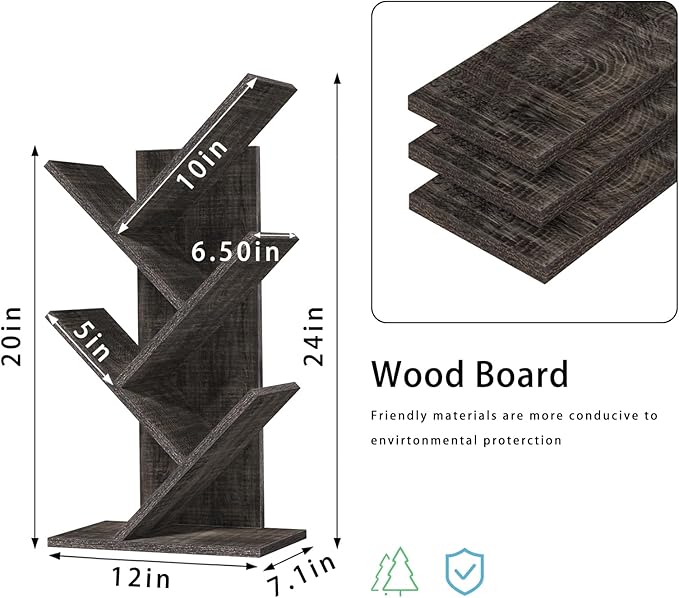 5 Tier Tree Book Shelf, Small Desktop Bookshelf - Image 3