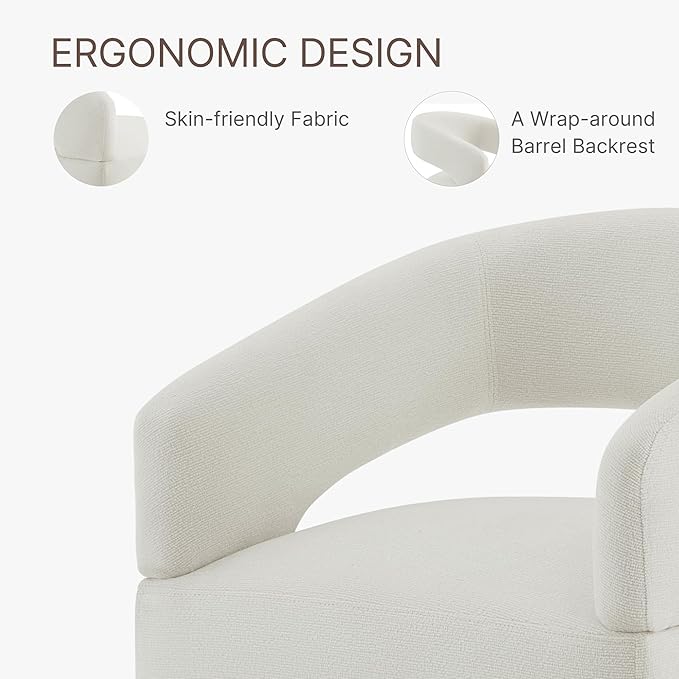 Upholstered Dining Chairs with Removable Casters Barrel Side Armchair with - Image 7
