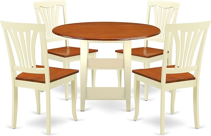 East West Furniture SUAV5-BMK-W 5 Piece Dining Room Furniture Set Includes a by EastWestFurniture