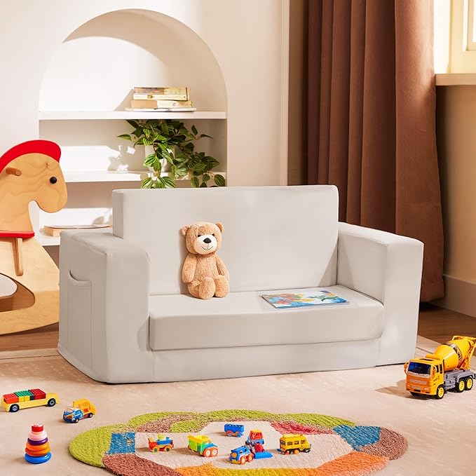 Kids Couch, 2-in-1 Toddler Chair Comfy 1-3 Years, Convertible Kids Chair - Image 2