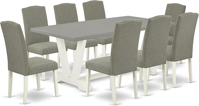 East West Furniture V097EN206-9 9 Piece Dining Room Set Includes a Rectangle by EastWestFurniture