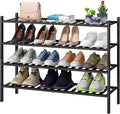 Black 4-Tier Long Shoe Rack, Bamboo Wood by VIEWCARE