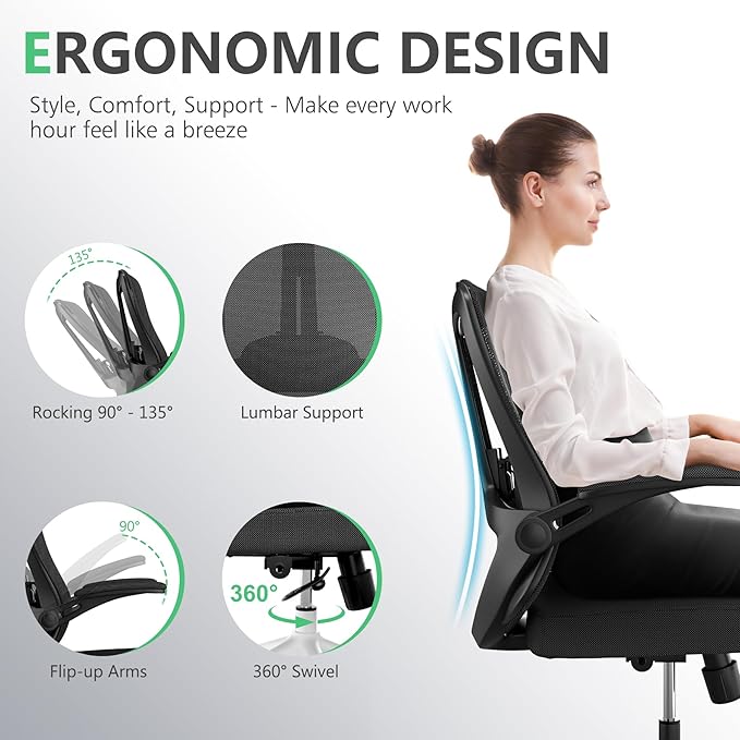 Executive Office Chair, Ergonomic Comfort Home Desk Chair, Mid Back Gaming Chair - Image 4