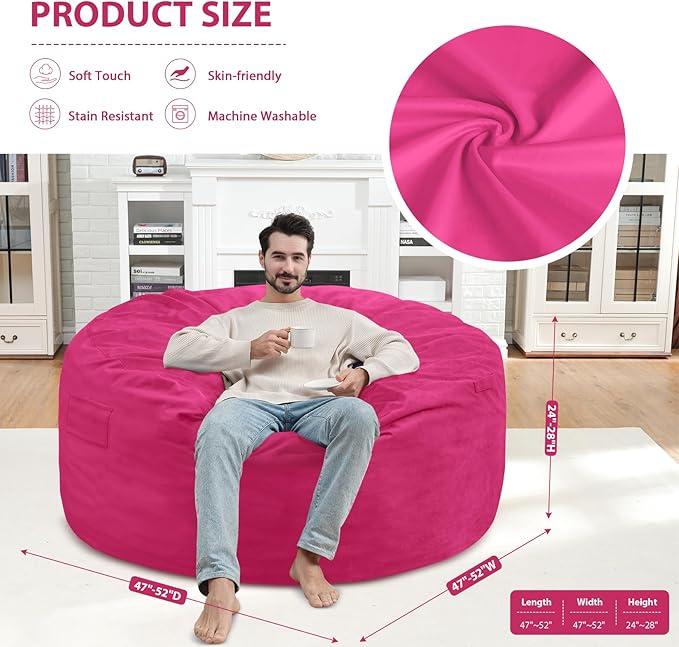 5FT Bean Bag Chair, Large Bean Bag Chairs - Image 3