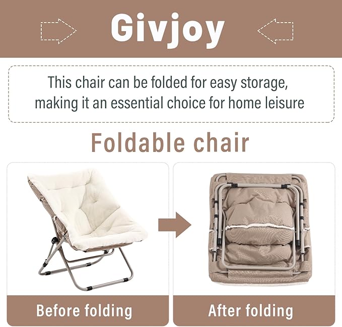 Living Room Chair, Soft Faux Fur Folded Chair Oversized Folding Accent Chair - Image 5
