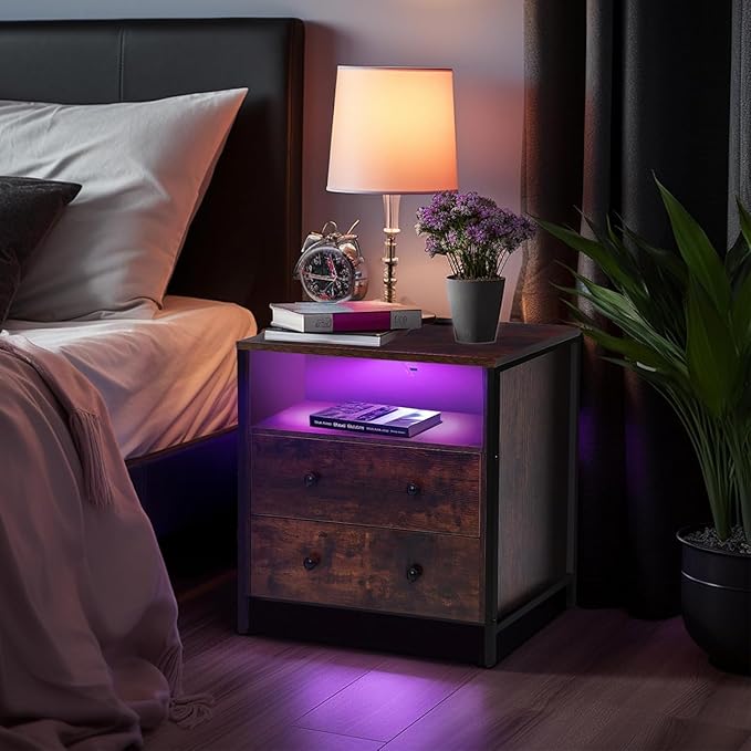 27 Inch Wide Night Stand, Large Wood Night Stand Set 2 - Image 2