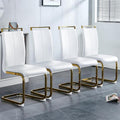 Modern Dining Chairs Set of 4, High Back White Kitchen Chairs, Faux Leather by Gopop