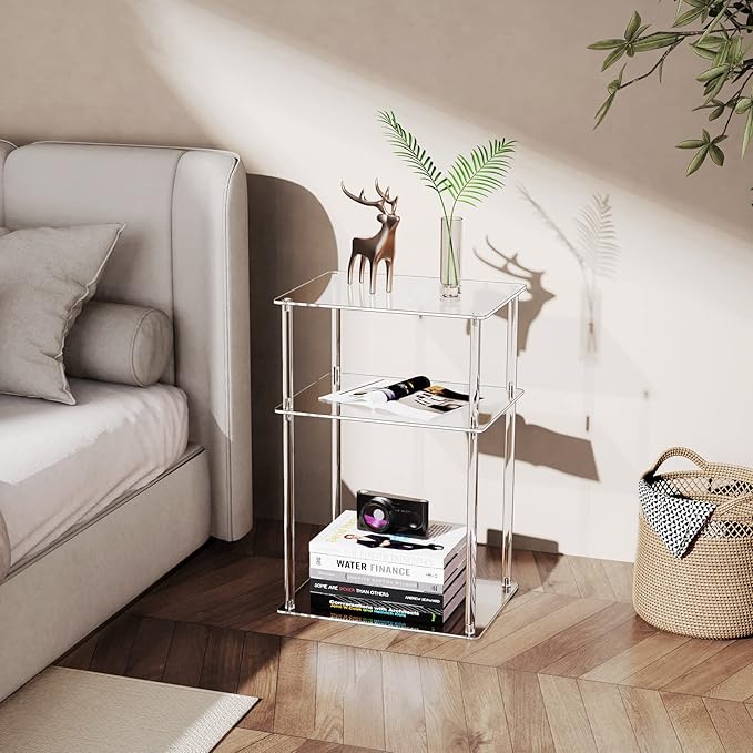 Clear Acrylic Side Table, 3-Tier End Table - Image 2