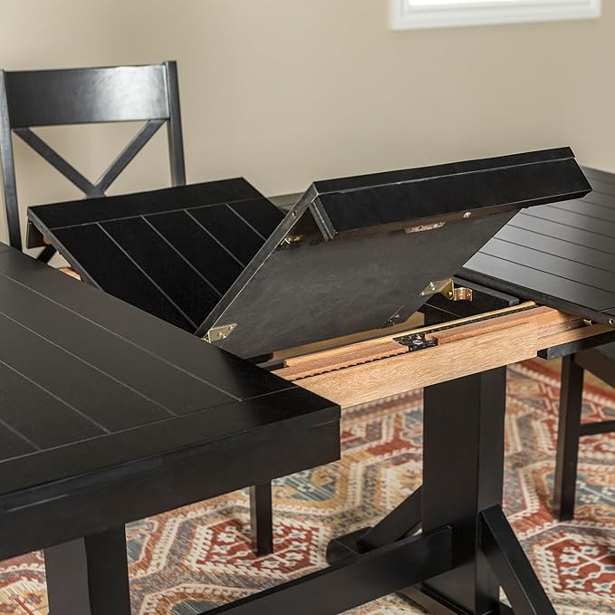 Walker Edison 6 to 8 Person Wood Modern Farmhouse Expandable Dining Room Table - Image 6