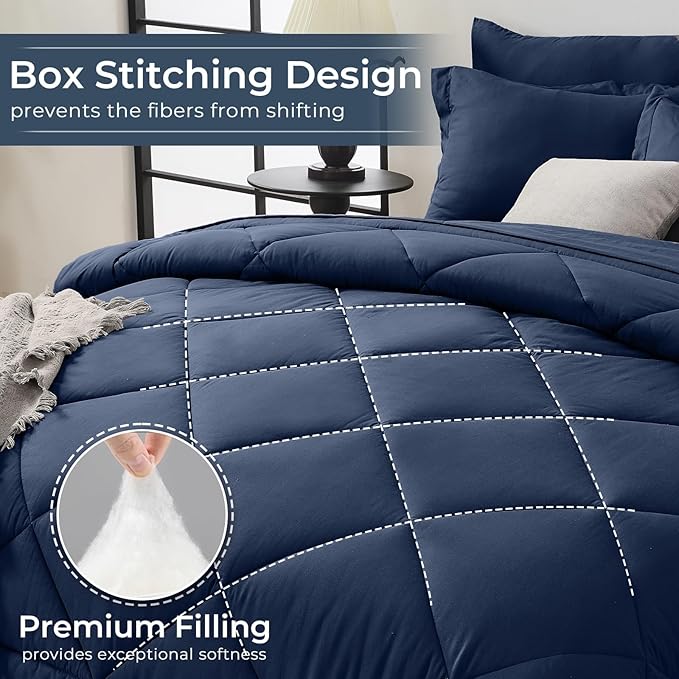 HEVUMYI Navy Blue Twin Comforter Set - Image 4