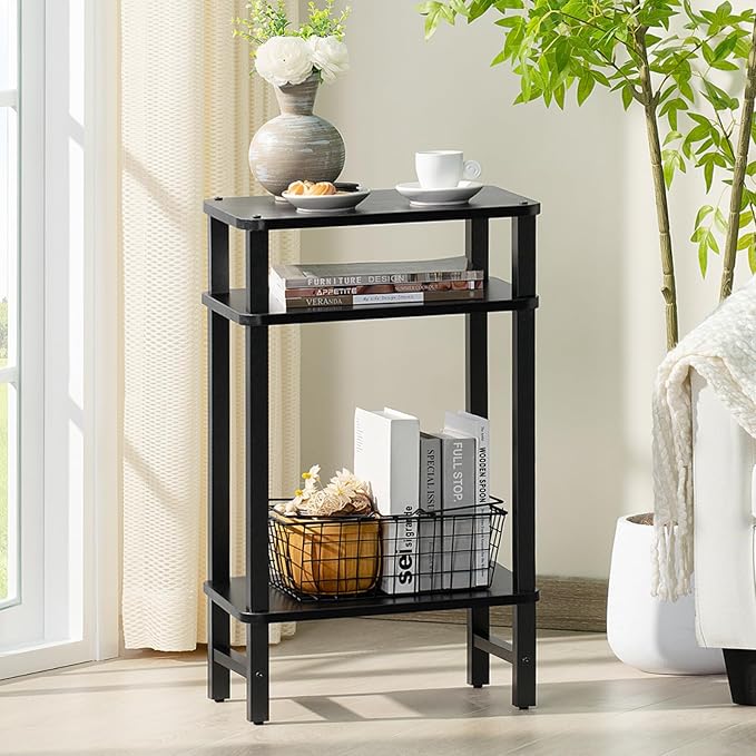 28in Tall Side Table Set of 2, 3-Tier Small Narrow End Table - Image 8