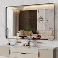WEER 55X36 Inch Black Metal Framed Bathroom Mirror, Rounded Rectangular Matte by WEER
