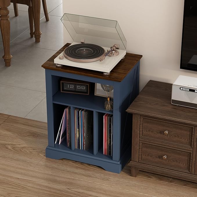 Record Player Stand with Vinyl Record Storage, Large Wood Turntable Stand - Image 5