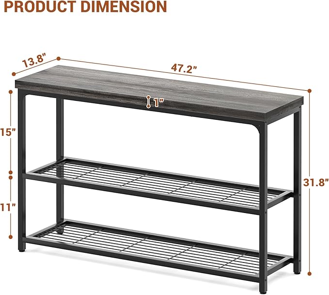 47" Console Table, 3-Tier Entryway Table, Sofa Table - Image 3