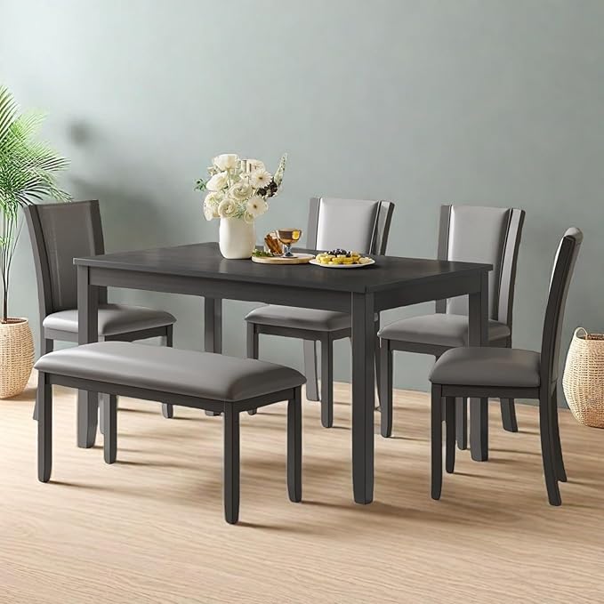 Dining Table Set for 5, 6-Piece Kitchen Table & Chairs Set - Image 4