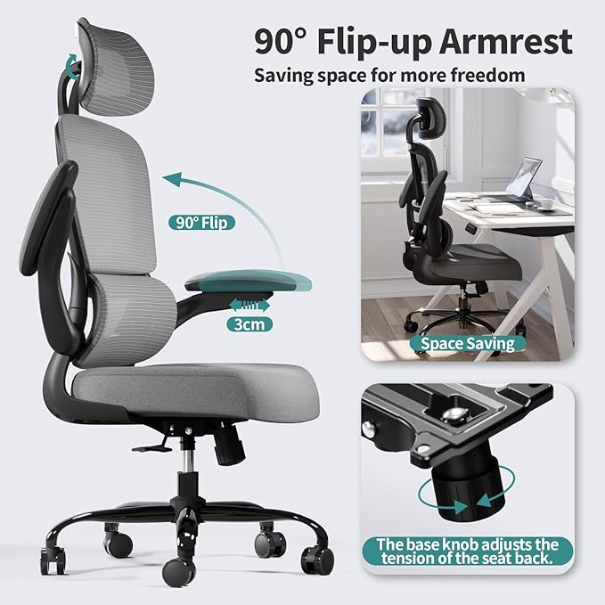 TRALT Office Chair Ergonomic Desk Chair, 330 LBS Home Mesh Office Desk Chairs - Image 5