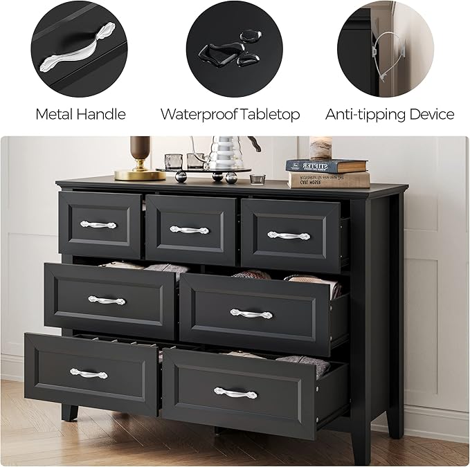 LINSY HOME Black Dresser for Bedroom, Long Dresser - Image 8