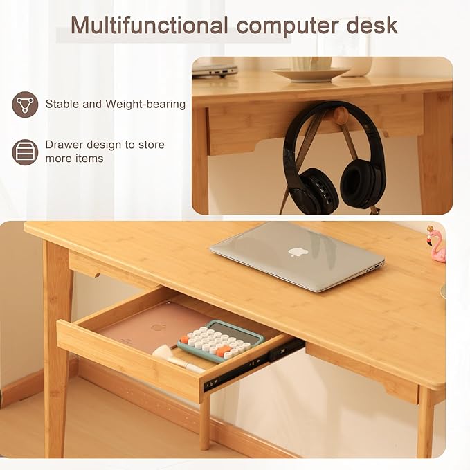 Maydear 47" Bamboo Multipurpose Study Writing Desk - Image 4