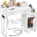 Vanity Desk with 4 Storage Drawers by Besiost