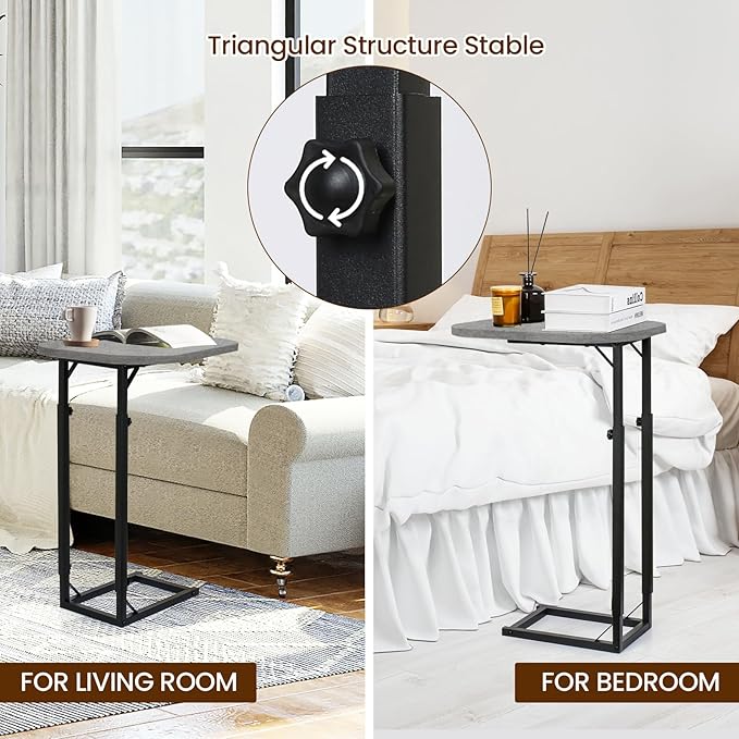C-Shaped End Table for Couch, Adjustable Sofa Side Table - Image 5