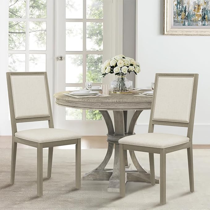 COLAMY Wood Dining Chairs Set of 2, Mid Century Modern Upholstered Kitchen - Image 2