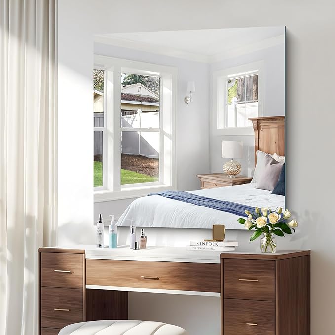KOCUUY Large Frameless Mirror, 36x36 Inch Square Bathroom Vanity Mirror - Image 4