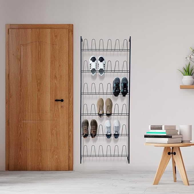 MyGift 70 Inch Black Metal Shoe Organizer - Image 4