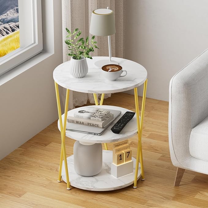 Big Side Table, 3-Tier Large Size Round End Table - Image 2