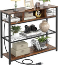 Console Tables with Charging Station, 4 Tier Narrow Sofa Tables with Storage by Livofloral