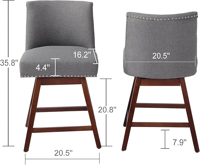 Counter Height Barstools Set of 6, 360° Swivel Bar Stools - Image 9