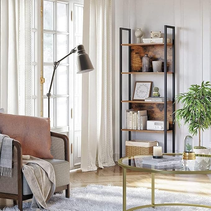 VASAGLE 5-Tier Industrial Bookshelf and 4-in-1 Entryway Coat Rack - Image 2