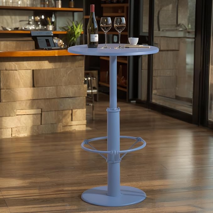 42" Tall Modern Industrial Bar Table-23.6" Dia Round Metal Top Bar Height - Image 2