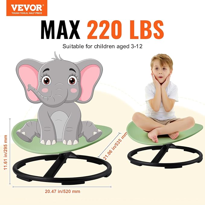 VEVOR Kids Swivel Chair, 220 LBS Capacity, Sensory Spinning Chair, Autistic - Image 3