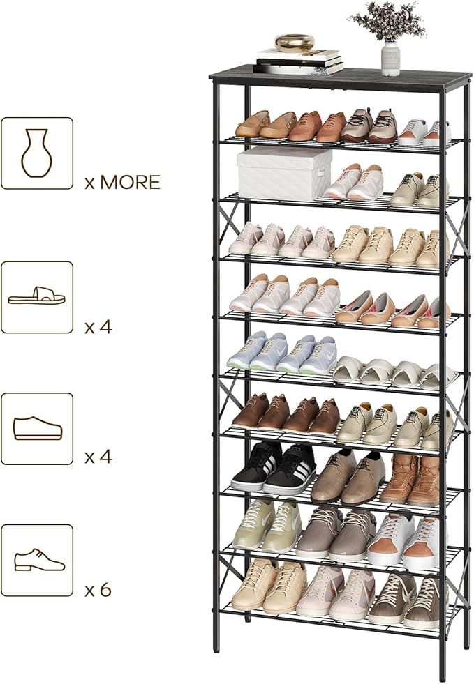 10 Tier Shoe Rack, Large Capacity Shoe Storage Organizer Holds 40 Pairs - Image 7