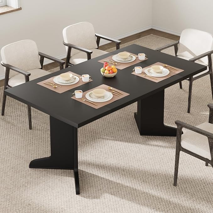 71" Large Dining Table for 6, Farmhouse Kitchen Table by IDEALHOUSE