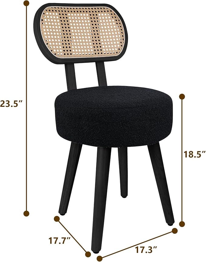ZYBT Rattan Dining Chair, Boho Makeup Vanity Chair - Image 3
