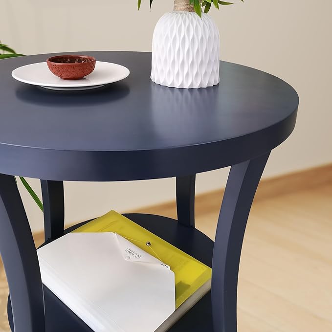 Roundhill Furniture Perth Contemporary Round End Table - Image 4