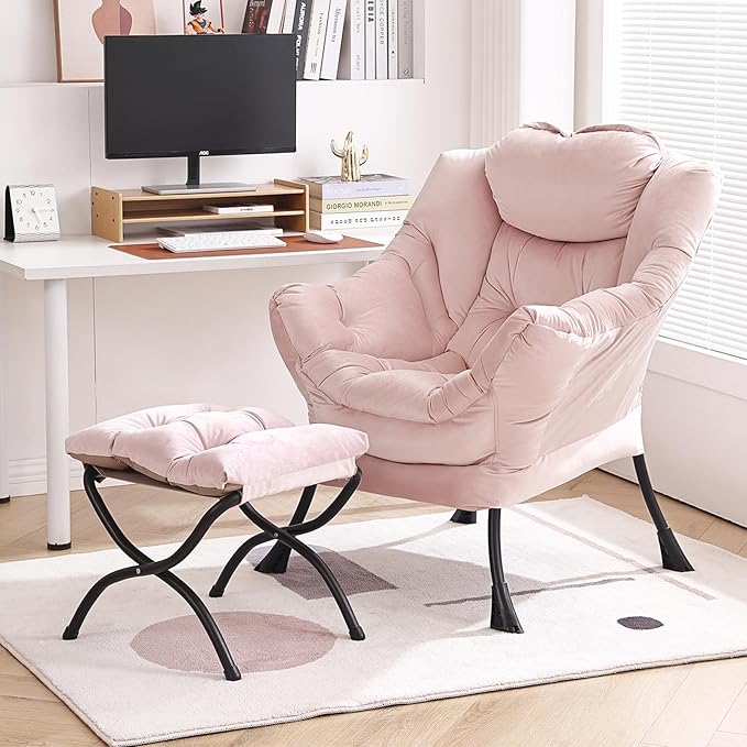 Lazy Chair with Ottoman, Modern Chair with Folding Footrest, Lounge Accent Chair - Image 6
