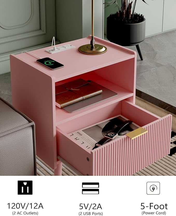 Nightstand, Modern Bedside Table - Image 3