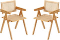 Tiita Rattan Accent Chairs, Mid Century Modern Dining Chairs Set of 2, Bamboo by TiitaHome