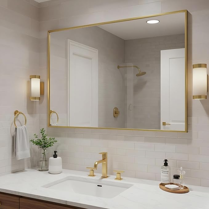 27x40 Inch Brass Bathroom Mirror - Image 4