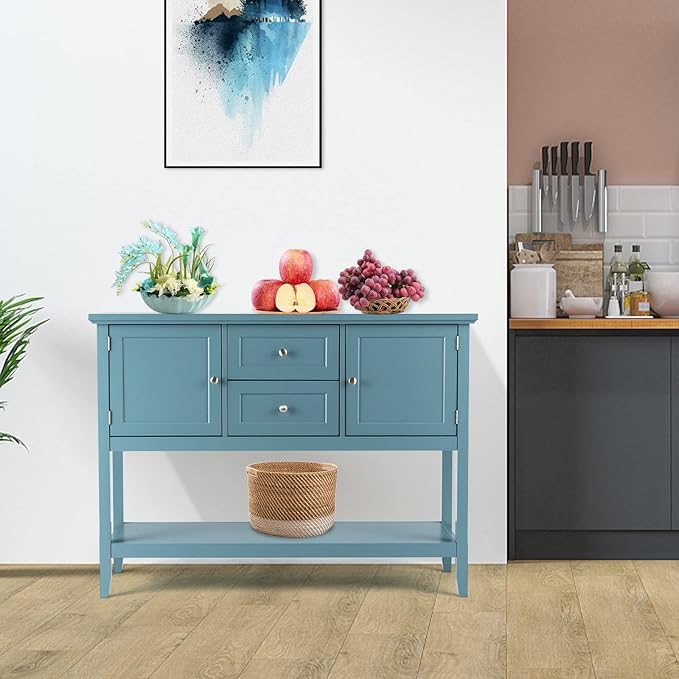 COSTWAY Buffet Sideboard, with 2 Wood Storage Drawers & Open Shelf, Console - Image 9