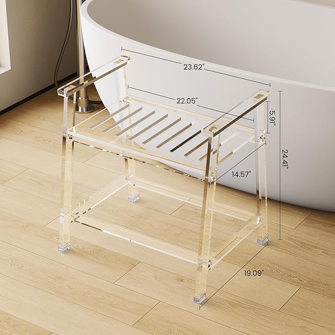 Acrylic Shower Chair with Arms - Image 3