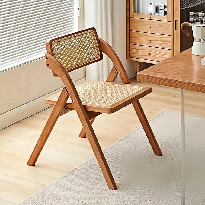 Simple Rattan Dining Chair Set of 2, Foldable Lounge Chair, Suitable by YLACMALS