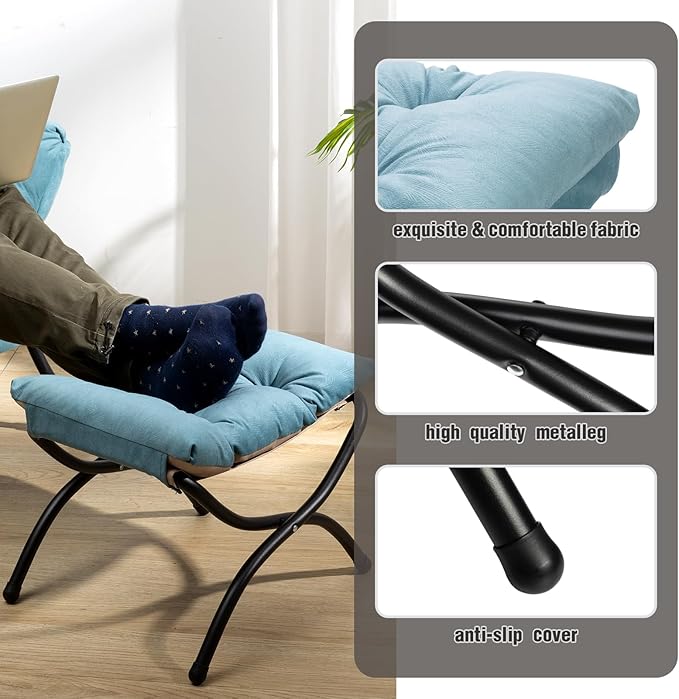 HollyHOME 15" Folding Footrest Stool, Upholstered Small Foldable Ottoman - Image 6