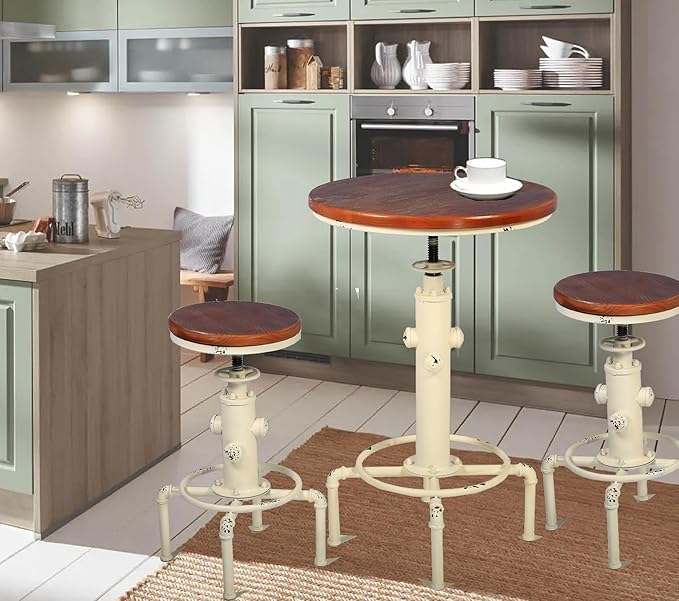Topower Industrial Bar Table 31.5-41.3" Adjustable Pub Table Kitchen Dining - Image 6